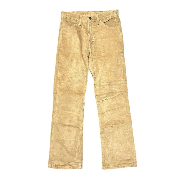 Vintage 70s Levi’s Corduroy Pants Size 30x29 Tan Talon Zip White Tab Trousers